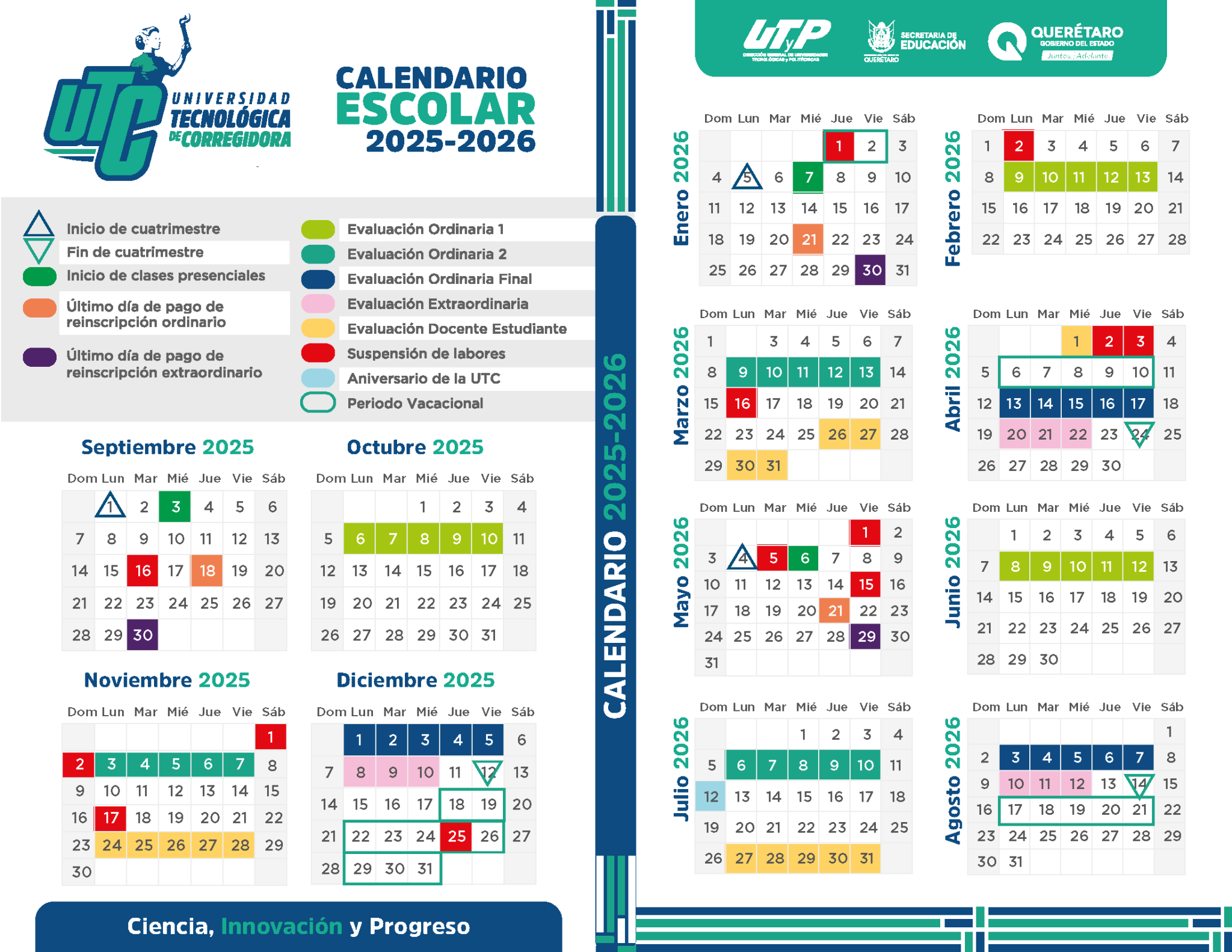 Calendario UTC – Universidad Tecnológica de Corregidora